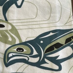 Kitchen Tea Towel Dishtowel Pacific Northwest Native Art Salmon Fish Canada